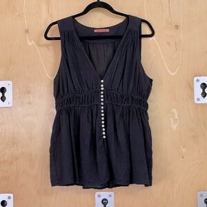 VELVEL Black Cotton Sleeveless Blouse